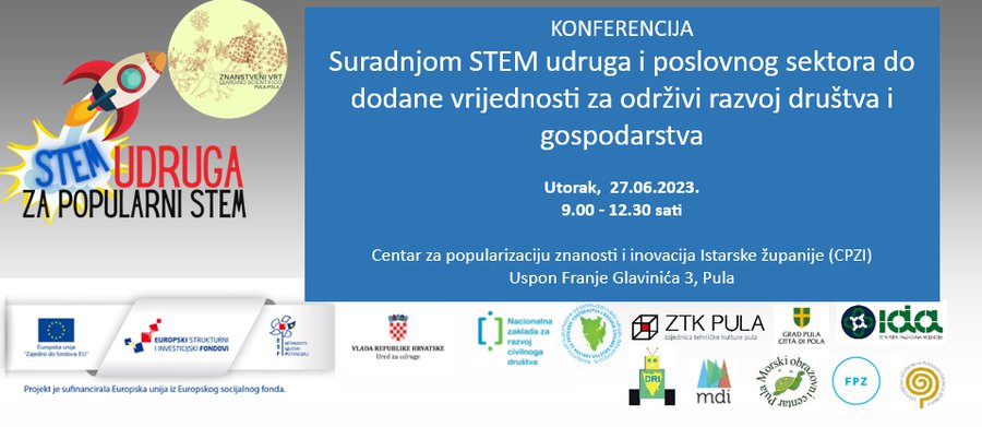Poziv na konferenciju „Suradnjom STEM udruga i poslovnog sektora do dodane vrijednosti za održivi razvoj društva i gospodarstva“