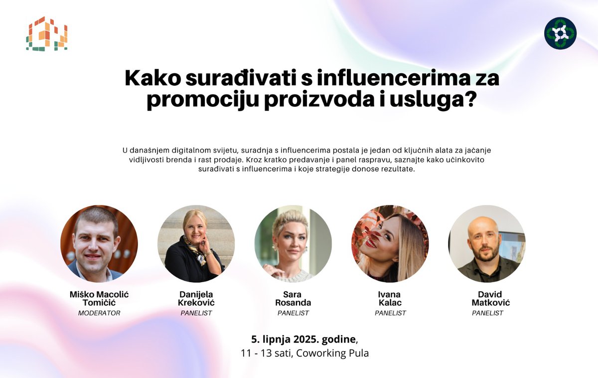 Poziv na predavanje i panel raspravu na temu: Kako surađivati s influencerima za promociju proizvoda i usluga?