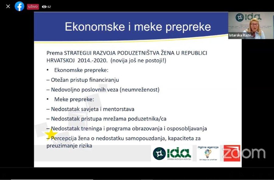 Održana on line radionica 'Žensko poduzetništvo - aktualne mogućnosti, prilike i izazovi