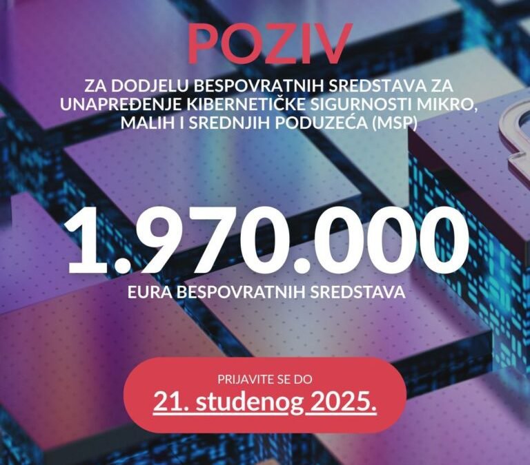 Poziv za dodjelu bespovratnih sredstava za unaprjeđenje kibernetičke sigurnosti mikro, malih i srednjih poduzeća