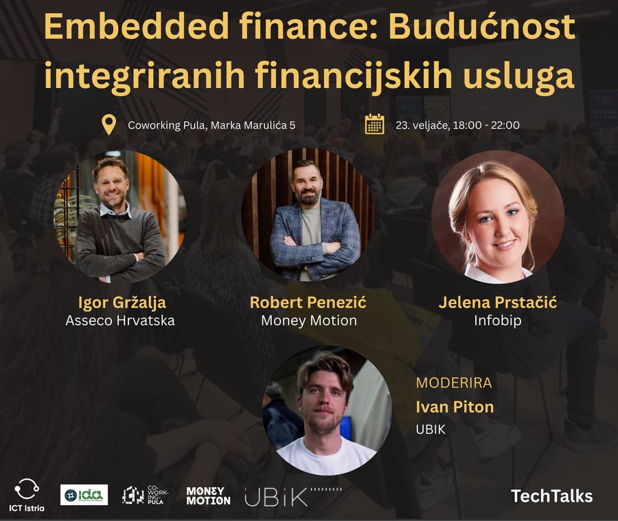 TechTalks u Coworking Pula na temu 'Embedded finance: Budućnost integriranih financijskih usluga'